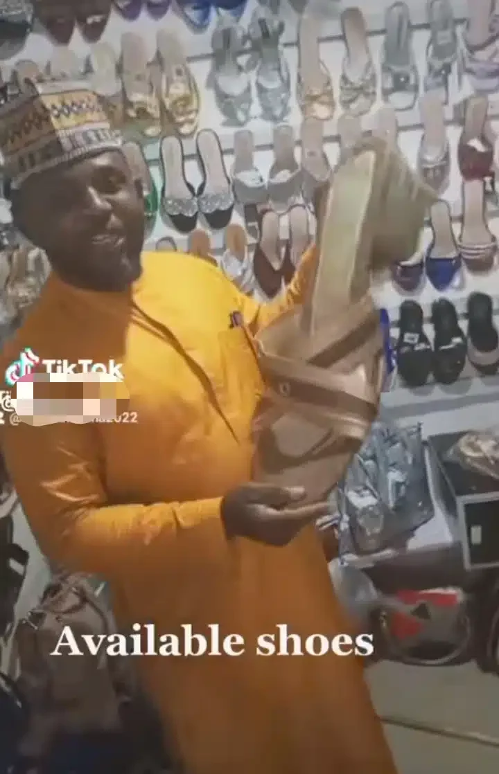 'Na Goliath wife shoe be this' - Shoe vendor sparks reactions as he advertises female gigantic footwear