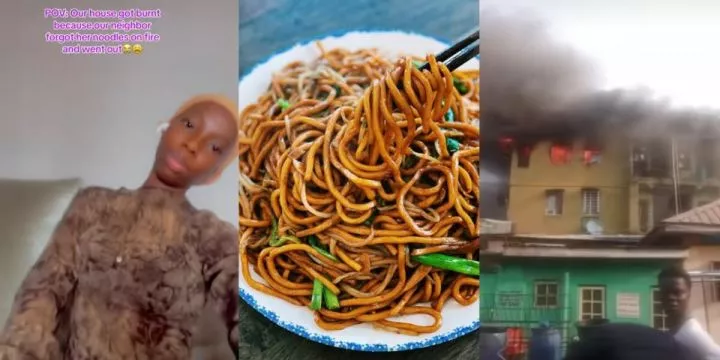 Fire destroys lady's house after neighbor forgets noodles on stove