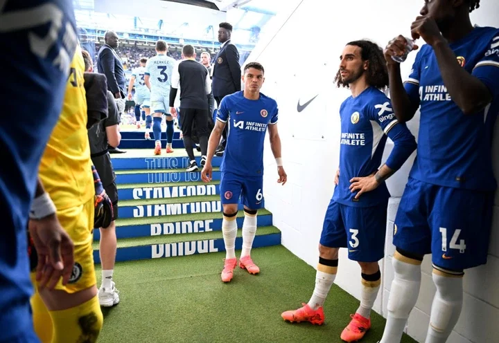 Thiago Silva of Chelsea looks on from inside the players tunnel at half-time during the Premier League match between Chelsea FC and AFC Bournemouth...