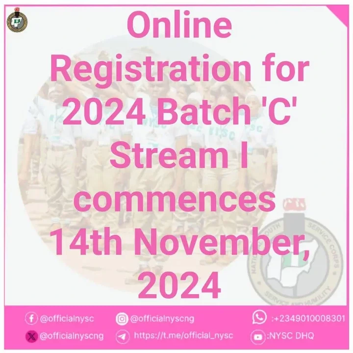 NYSC announces date for '2024 Batch C' registration