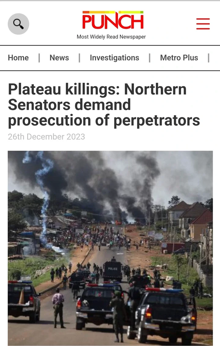 Today's Headlines: Plateau killings: Northern Senators demand prosecution of perpetrators, Tinubu celebrates Akume at 70