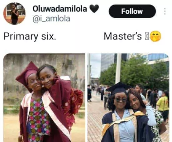 Lady recreates graduation photo with mother as she bags Master's degree