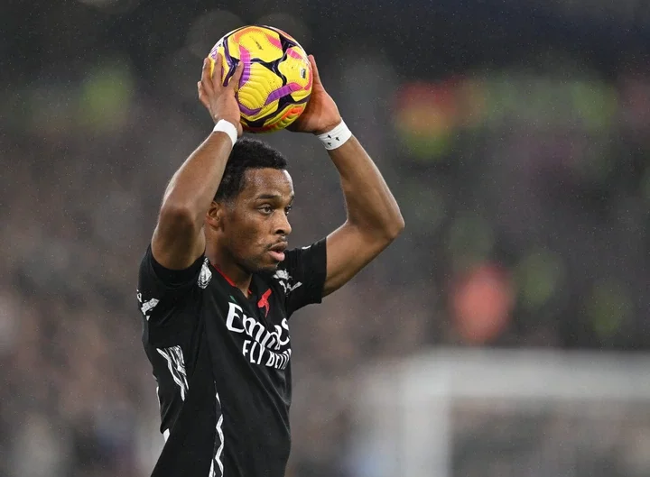 Jurrien Timber of Arsenal during the Premier League match between West Ham United FC and Arsenal FC at London Stadium on November 30, 2024 in Londo...