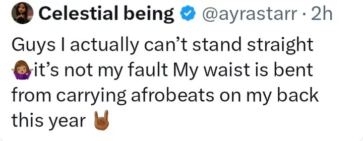 Nigerian Singer, Ayra Starr Explains Why She 'Can't Stand Straight'