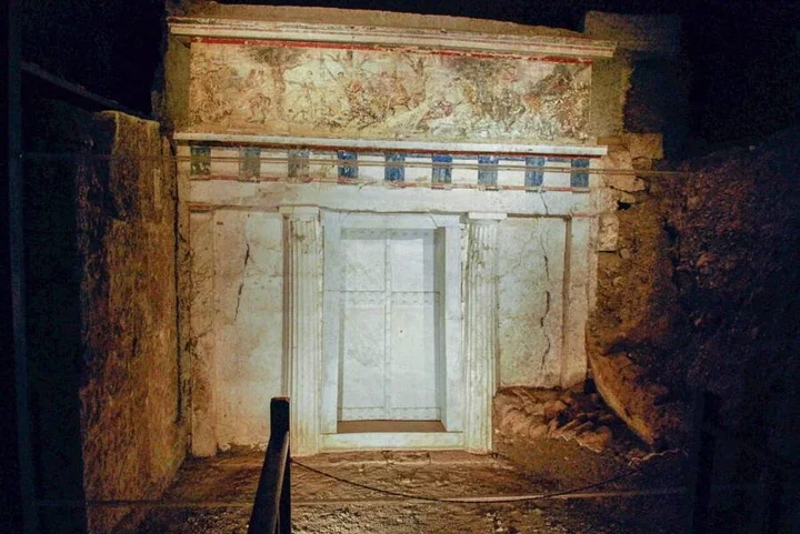 The façade of Vergina's Royal Tomb II, which contains the tunic believed to belong to Alexander the Great