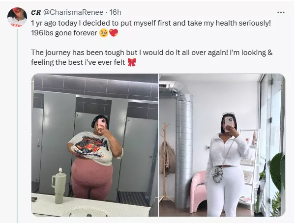 Lady shares impressive weight loss transformation