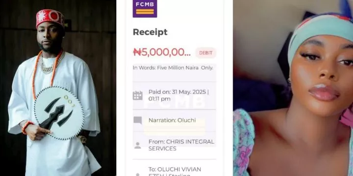 Davido gifts X user N5M Davido gifts X user N5M