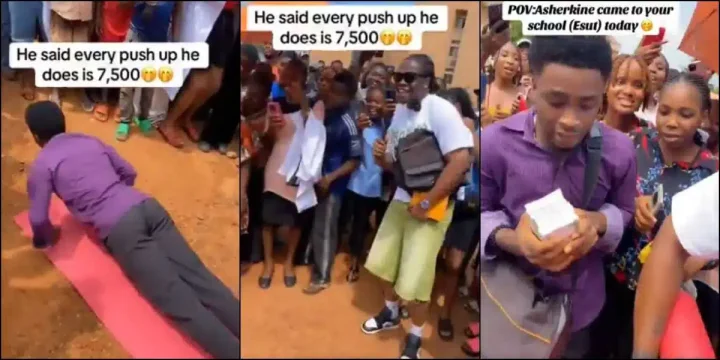 Asherkine gifts student N375K after he did 50 pushups Asherkine gifts student N375K after he did 50 pushups