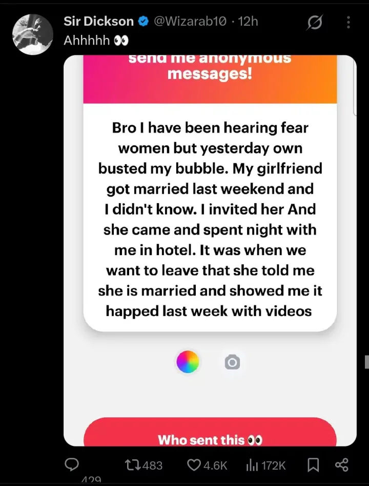 Man cries out after discovering girlfriend secretly got married without telling him