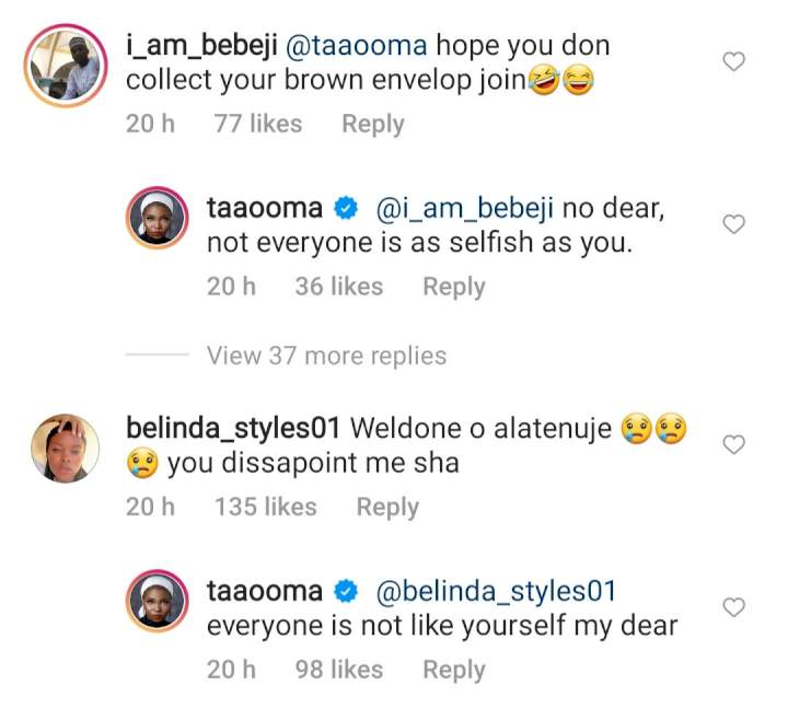 Comedian Taaooma hits back as she's called out for visiting VP Yemi Osinbajo with other Nigerian comedians