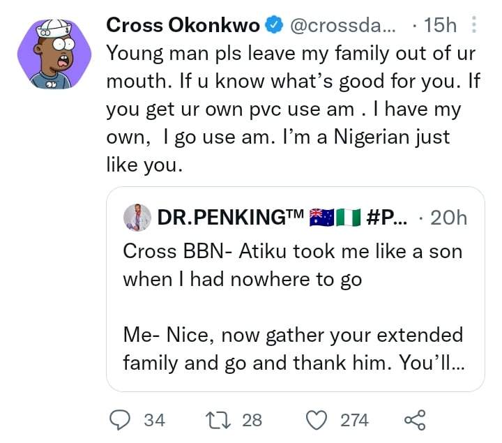 Cross blows hot, issues stern warning as he responds to critics dragging him over his presidential choice