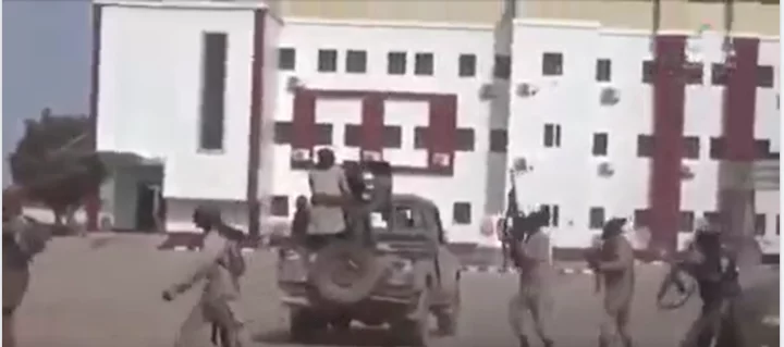 ISWAP releases video of its men ransacking army institute in former COAS Tukur Buratai's hometown in Borno (videos)