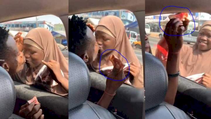 Man sparks outrage after making a street beggar kiss him for 1 Cedi (video)