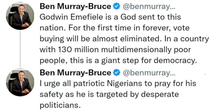 Pray for Emefiele's safety as he is targeted by desperate politicians - Ben Murray-Bruce urges Nigerians