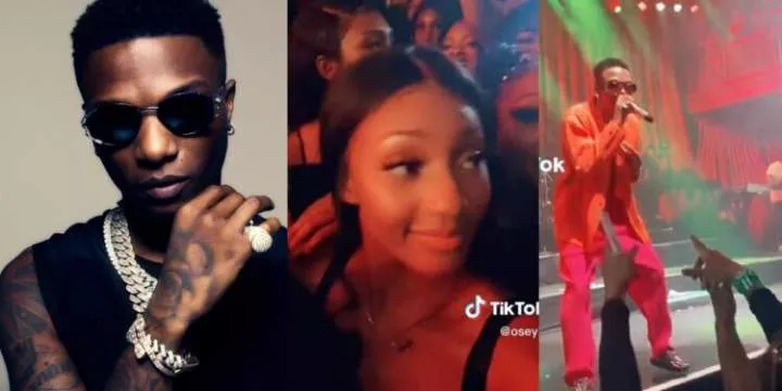 "You don watch too many telenovelas" - Reactions as Nigerian lady shares tactics she used to get Wizkid's attention at a show (Video)