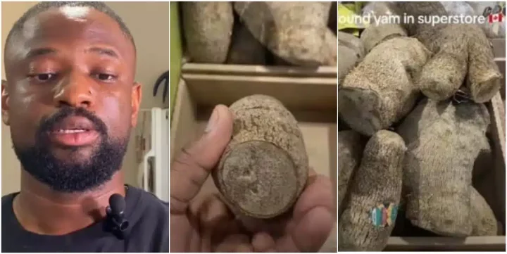 'My yam leg is enough' - Nigerian man craving yam spots them for sale in Canada, flees market after hearing high cost (Video)