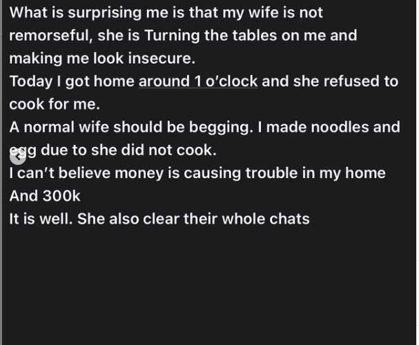 'My wife collected the sum of N300k from her ex and didn't tell me'- Man laments