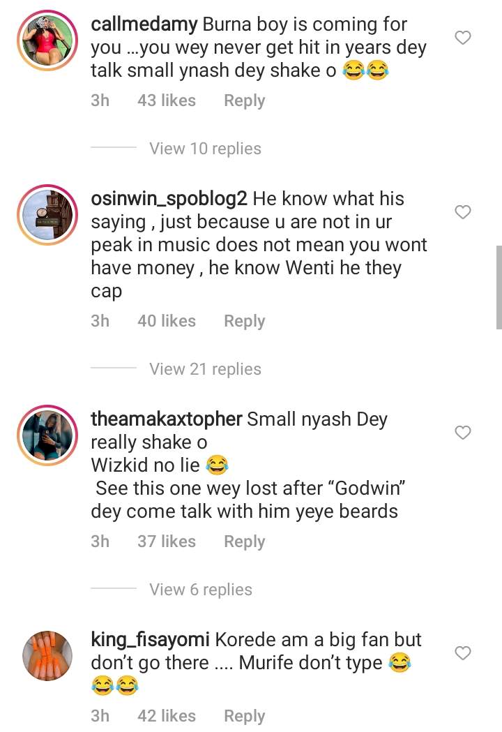 'Them dey count meat, kpomo dey put mouth' - Backlashes trail Korede Bello's reaction to Burna Boy's claim of making $100M in a year