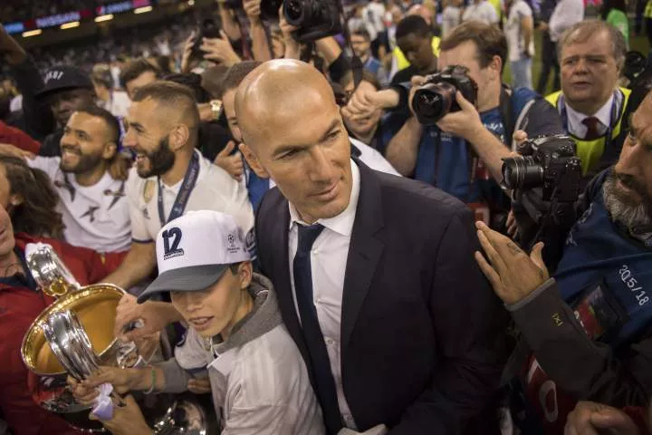 Zinedine and Elyaz Zidane after the 2017 UEFA Champions League final - Imago