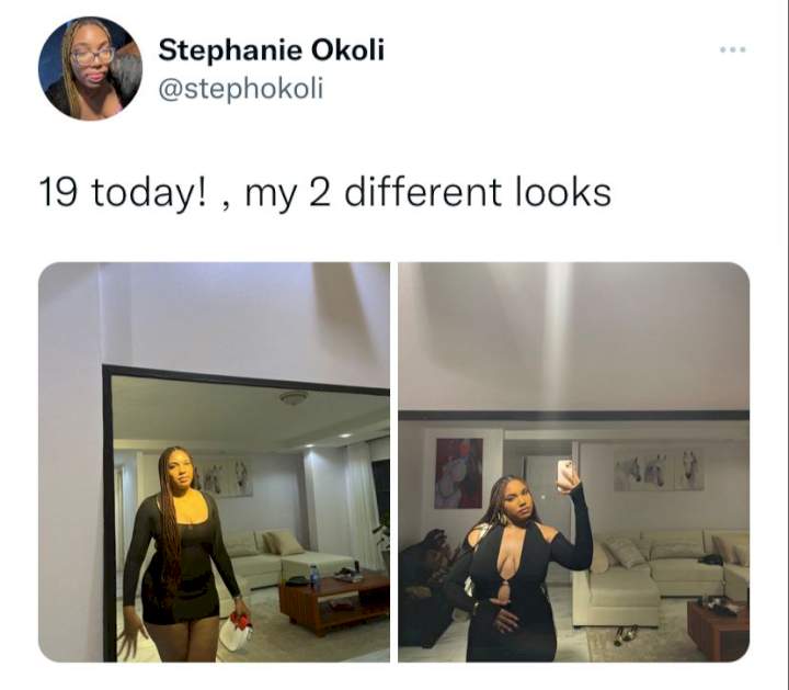 'You look 29 not 19' - Mixed reactions as Nigerian lady celebrates her 19th birthday on Twitter (Photos)
