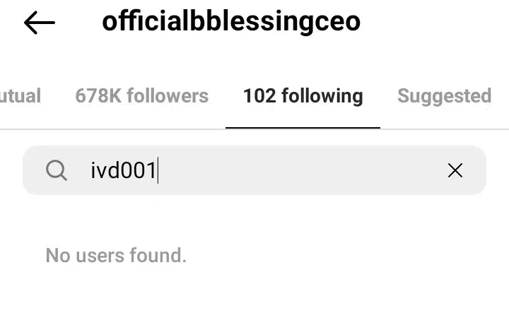 Blessing CEO and IVD unfollow each other on Instagram following release from prison