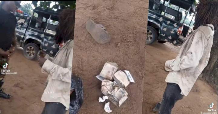 Man who appears to be 'mentally challenged' seen with bundles of Naira