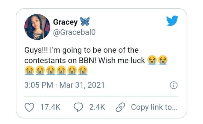Nigerian-Indian lady, Grace says she’s one of the contestants of BBNaija season 6