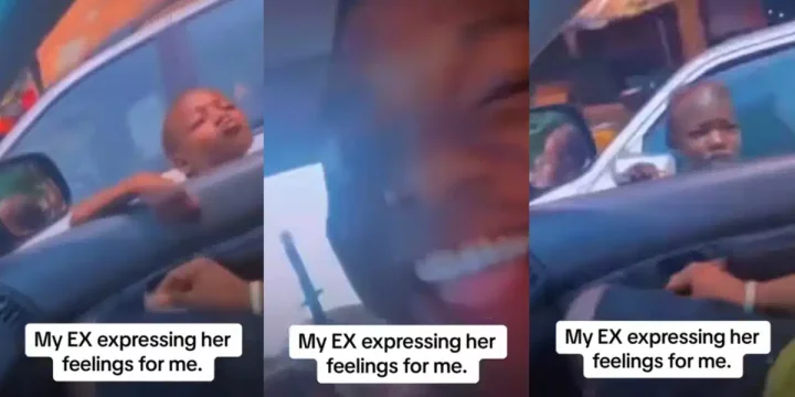 "I love you, na you I like" - Roadside begger blows kisses, uses romantic words to beg money from driver, gets ₦100 naira
