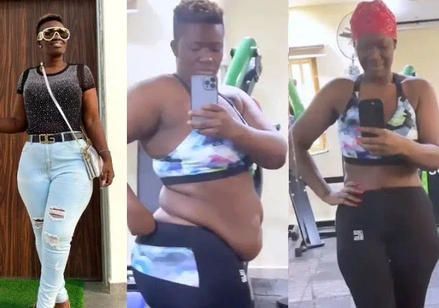 Real Warri Pikin causes a buzz online as she shares weight loss transformational video before and after surgery