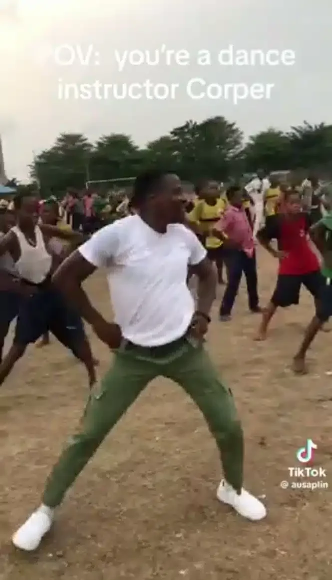 'He dey collect pass 33k' - Youth corper stirs reactions as he dances passionately with his students