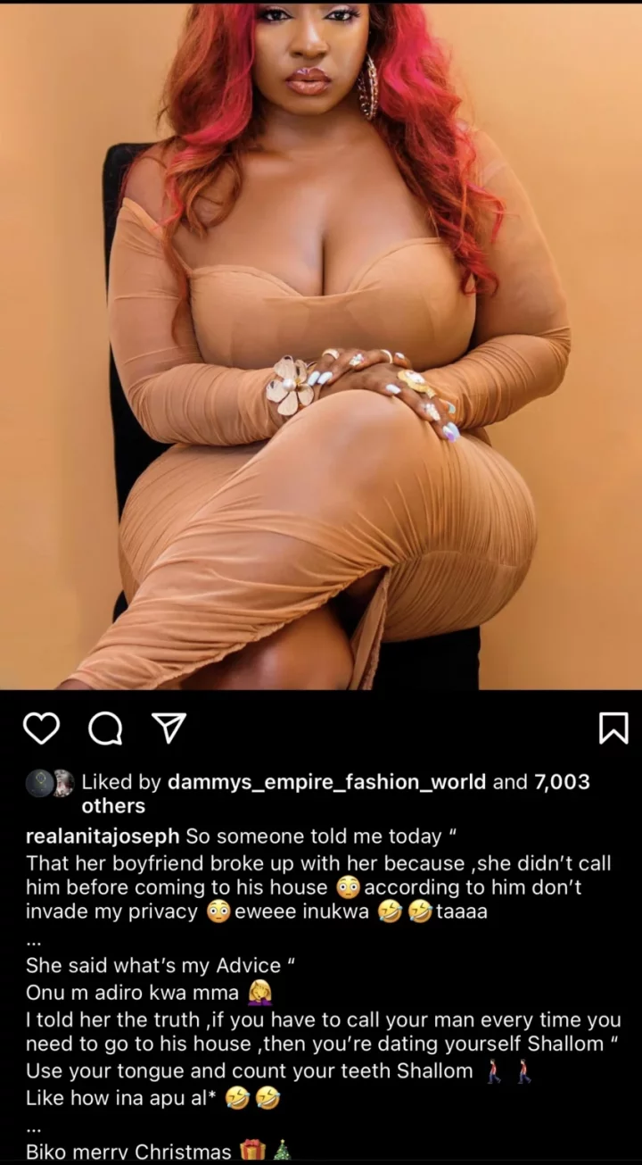 'If you have to call your man before you visit his house you're dating yourself' - Anita Joseph advises