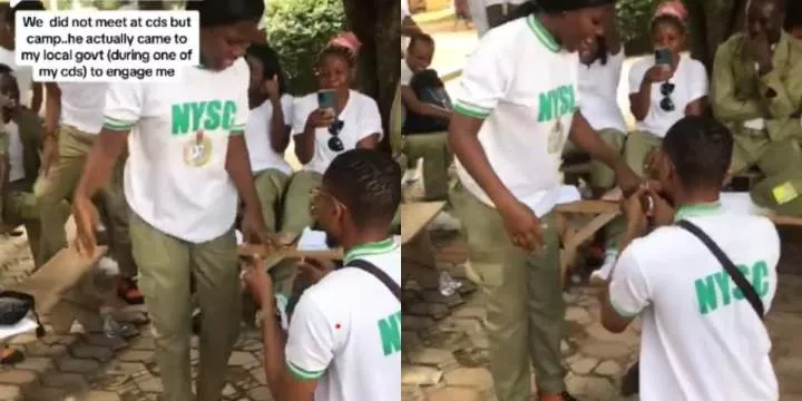Cute moment corper proposes to colleague during CDS