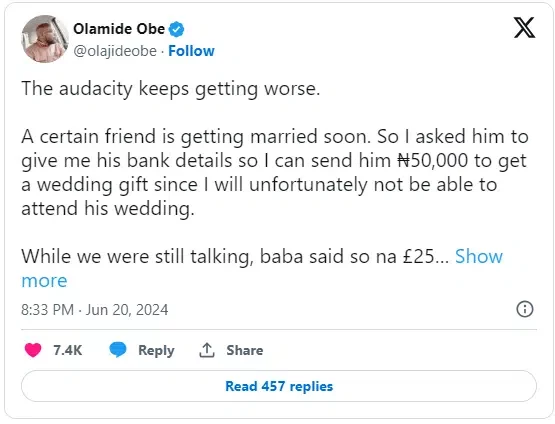Man fumes as he offers friend N50k as wedding gift; friend rejects it, says it's too small