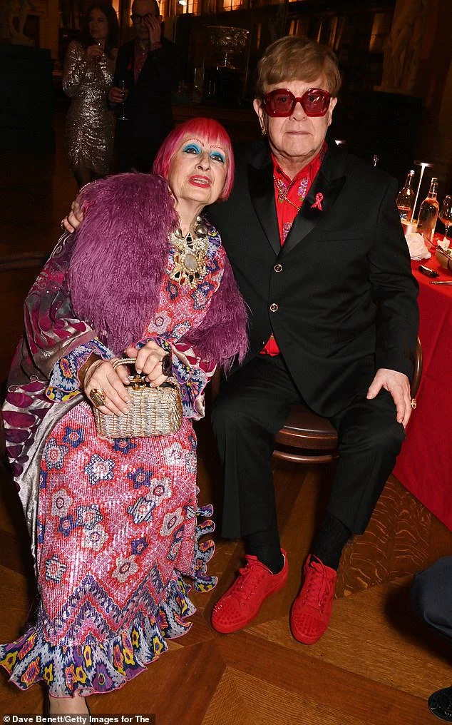 Dame Zandra Rhodes and Sir Elton John attend 'The Devil Wears Prada Musical