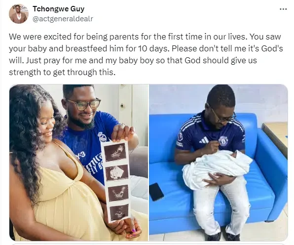 Man inconsolable as he reveals wife passed on 10 days after giving birth