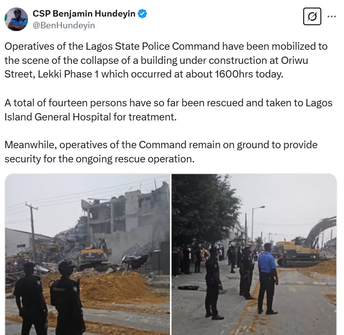 Deaths recorded as building collapses in Lekki