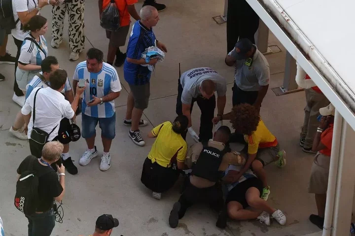 Police detained fans prior to the final