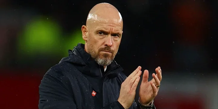 Manchester United boss Erik ten Hag applauding the supporters