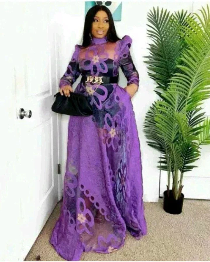 Collection Of Gown Styles Ladies Can Make With Organza Material.