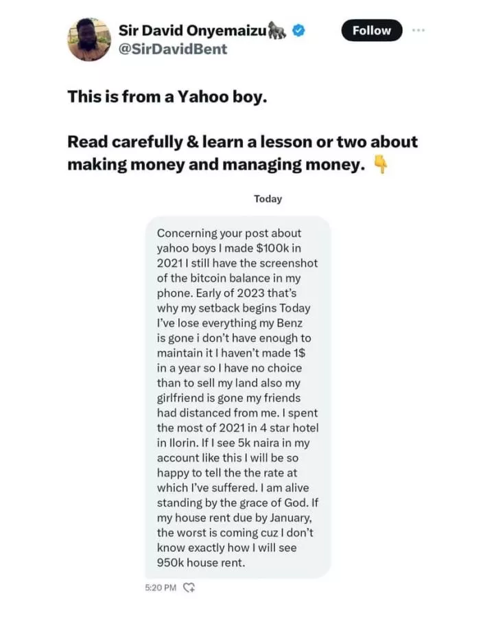 Yahoo boys share their struggle with becoming broke after spending way too much on frivolities