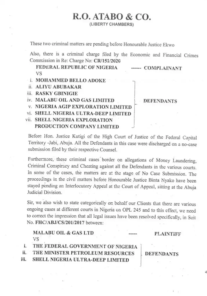 Abacha family dismisses Nigerian govt's claim of resolving $1.3bn OML 245 court cases