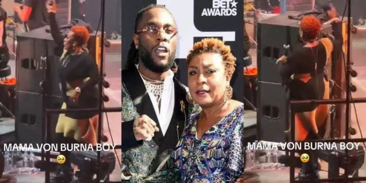 "Burna is 32, his mum doesn't look 50" - Video of Burna Boy's mom dancing like a pro at concert sparks age speculation