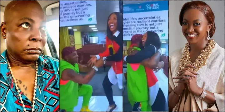 Adorable moment Charly Boy playfully proposes to Kate Henshaw