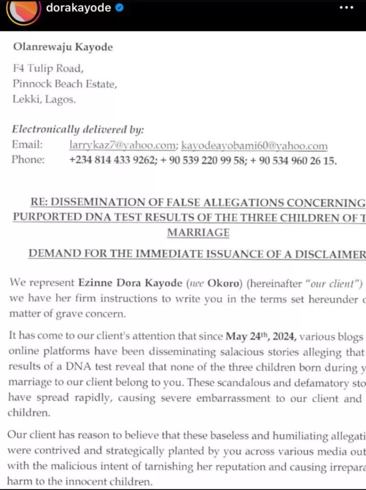 Dora Kayode breaks silence, responds to allegations of paternity fraud