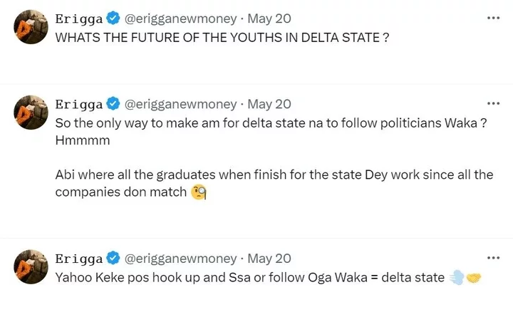 'How is yahoo the norm in my state' - Rapper Erigga lamǝnts about the high rate of unemployment in Delta state