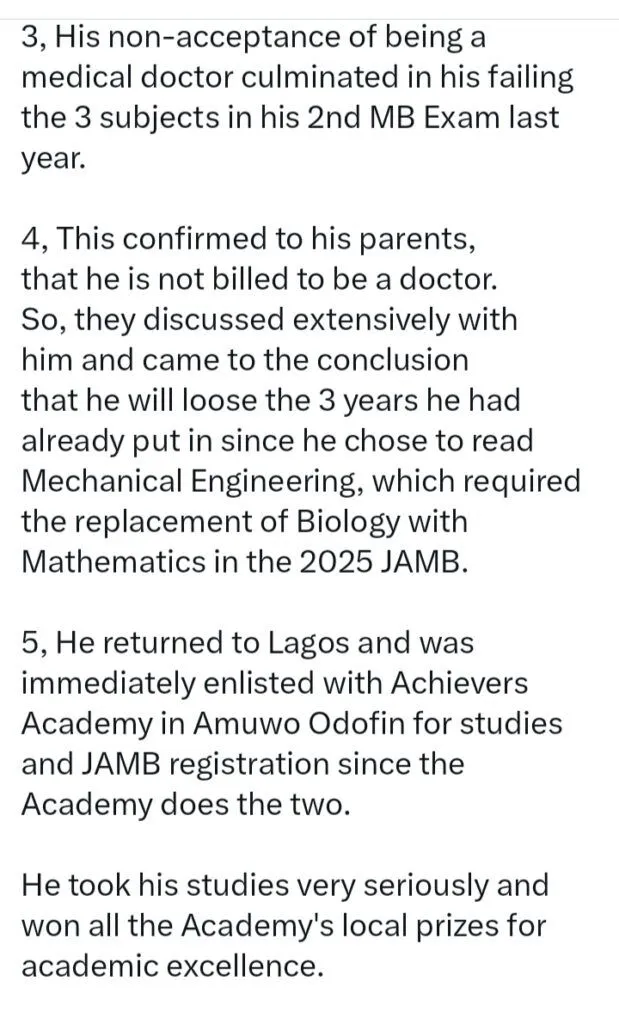 Educator cries out as Anambra boy who scored highest in JAMB is labeled a 'mercenary'