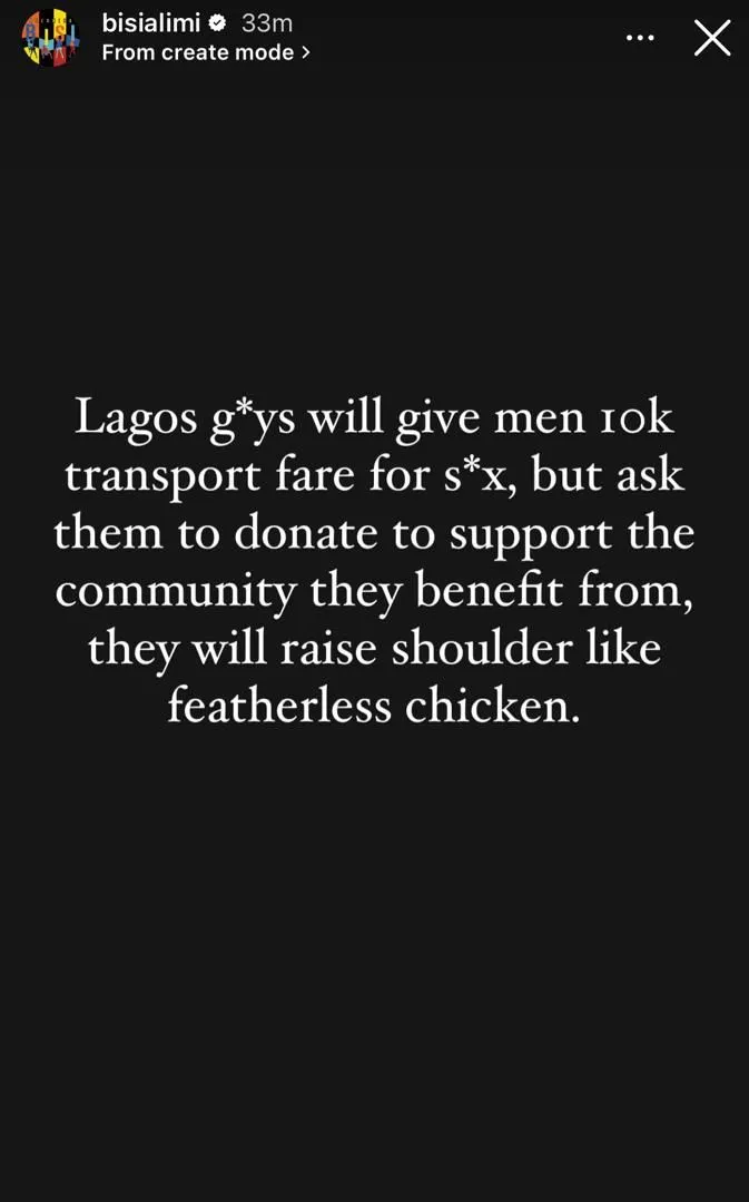 Bisi Alimi Shades Lagos G@y Men