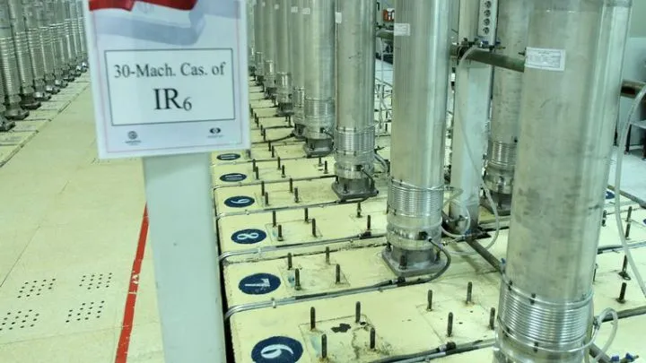 FILE - This photo released Nov. 5, 2019, by the Atomic Energy Organization of Iran shows centrifuge machines in Natanz uranium enrichment facility near Natanz, Iran. A new underground facility at the Natanz enrichment site may put centrifuges beyond the range of a massive so-called ...bunker buster... bomb earlier developed by the U.S. military, according experts and satellite photos analyzed by The Associated Press in May 2023. (Atomic Energy Organization of Iran via AP, File)