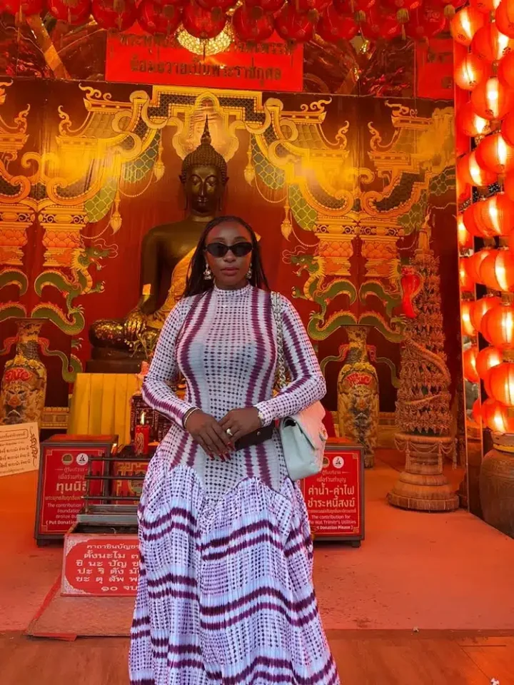 Ini Edo prays for Nigeria's healing during visit to Buddha Temple