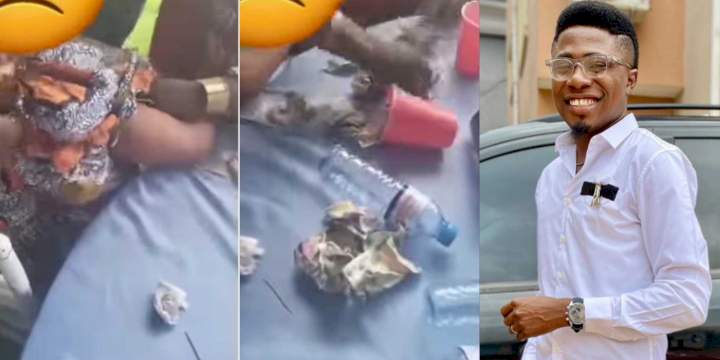 Woman caught stealing money sprayed on celebrants at an event escapes being beaten as MC Edo Pikin intervenes [Video]